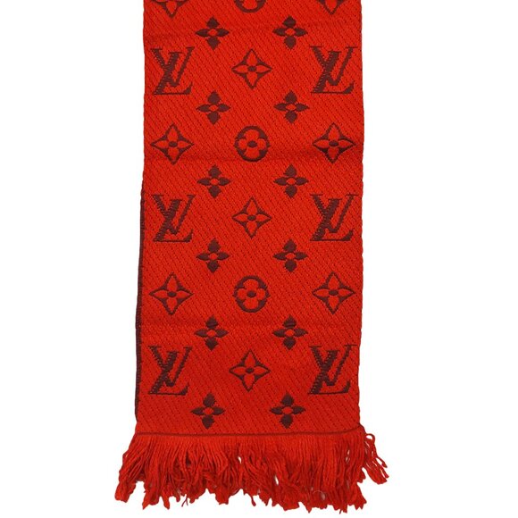 LOUIS VUITTON LV Classic Vintage Red & Burgundy Monogram Scarf VWT - Picture 5 of 15
